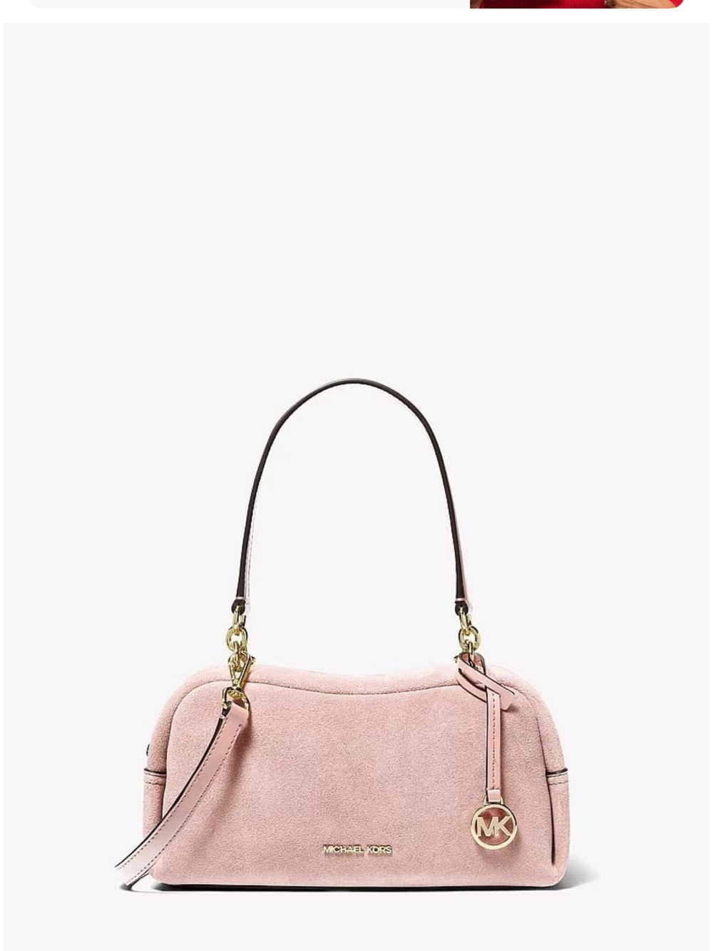 Michael Kors Cecily Medium Blush Pink Suede Shoulder Bag with Gold Hardware
